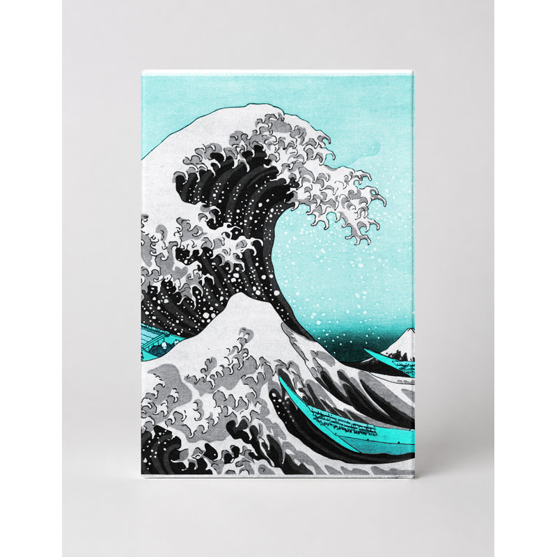 La grande vague de Kanagawa (1831) - Art mural sur toile, L 24 po x H 36 po
