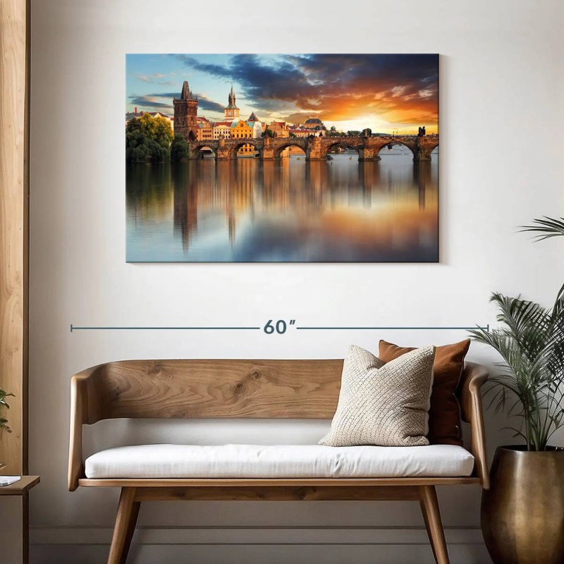 Lilie, pont Charles au crépuscule, H 30 po x l 45 po