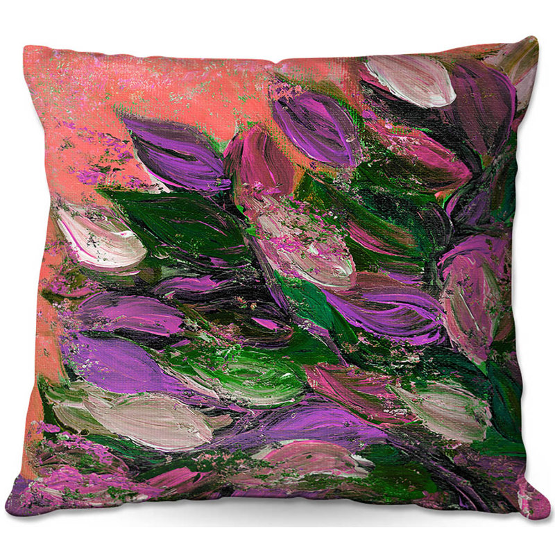 Coussin décoratif vi à fleurs canapé, 16 po x 1 po, Lavande / vert / rose