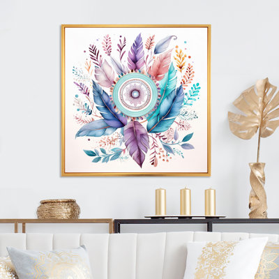 Attrape-rêves pastel turquoise Boho sur toile