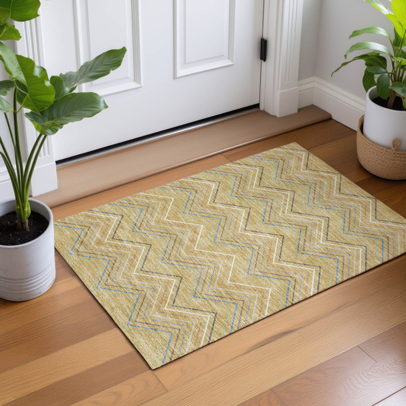 Machine Washable Indoor/Outdoor Chantille ACN2392 Stripes Rug, Rectangle 1'8" x 2'6"