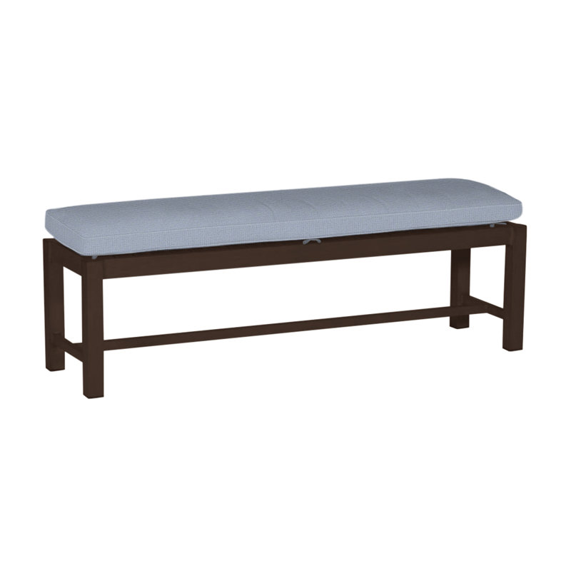 Banc d'extérieur sans dossier 60 po Club Wrought, Welt, Sunbrella® ‑ Arbor Chambray colombe, Acajou