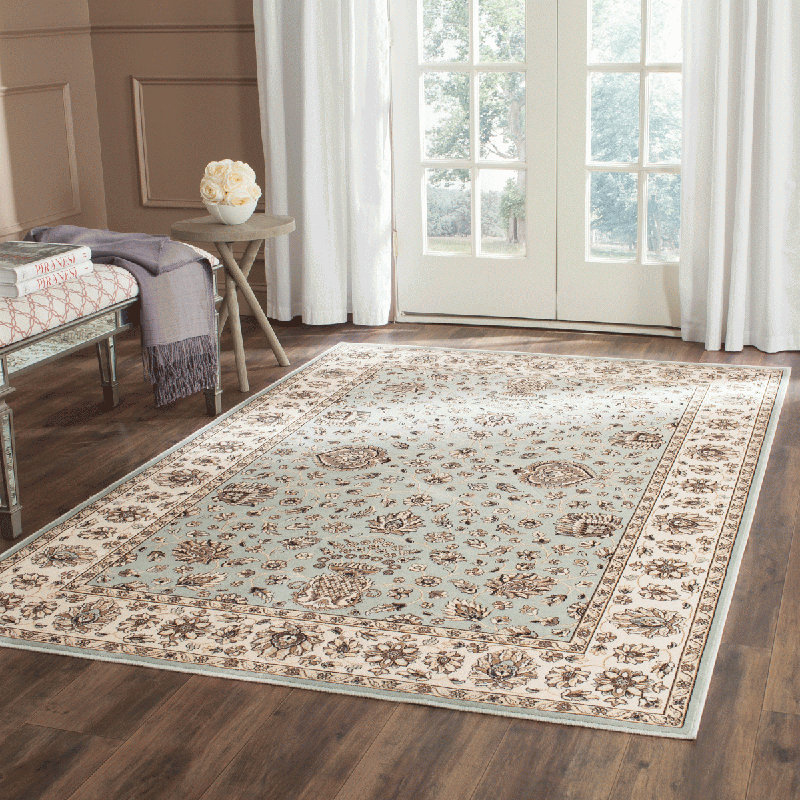 Tapis oriental en viscose de style persan ensembles gris, Rectangle 5 pi 3 po x 7 pi 3 po