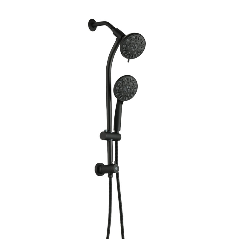 7-Spray Handheld With 5 Inch Rain Shower And 26" Adjustable Slide Bar, 1.8Gpm, Installation, , Black Abs Stainless Steel, Angle-Adjustable Alloy Head, 7 Spray Settings For A Spa-Like Home 1.8Gpm Dual