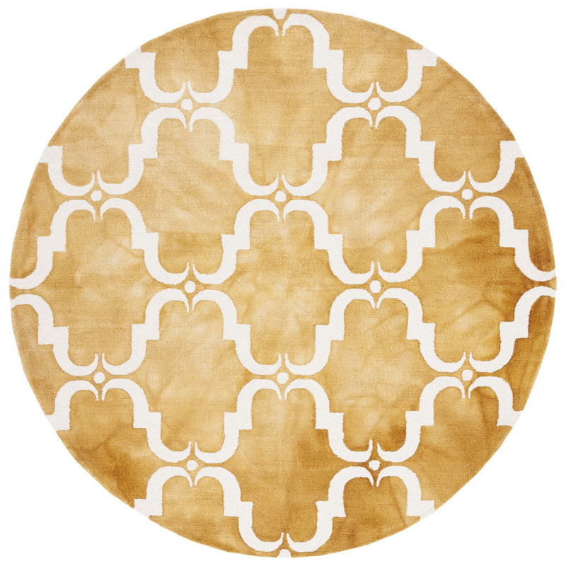 Dip Dye Hand Tufted Wool Geometric Rug, Round 7'