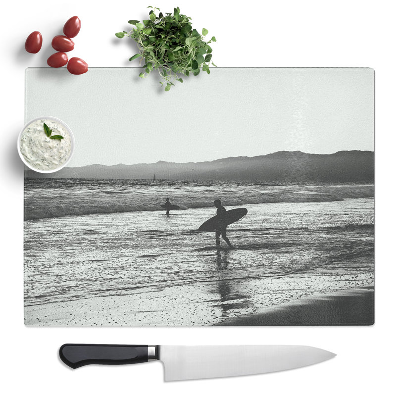 Surfing Surfboard Beach Seascape No.2  Glass Chopping Board