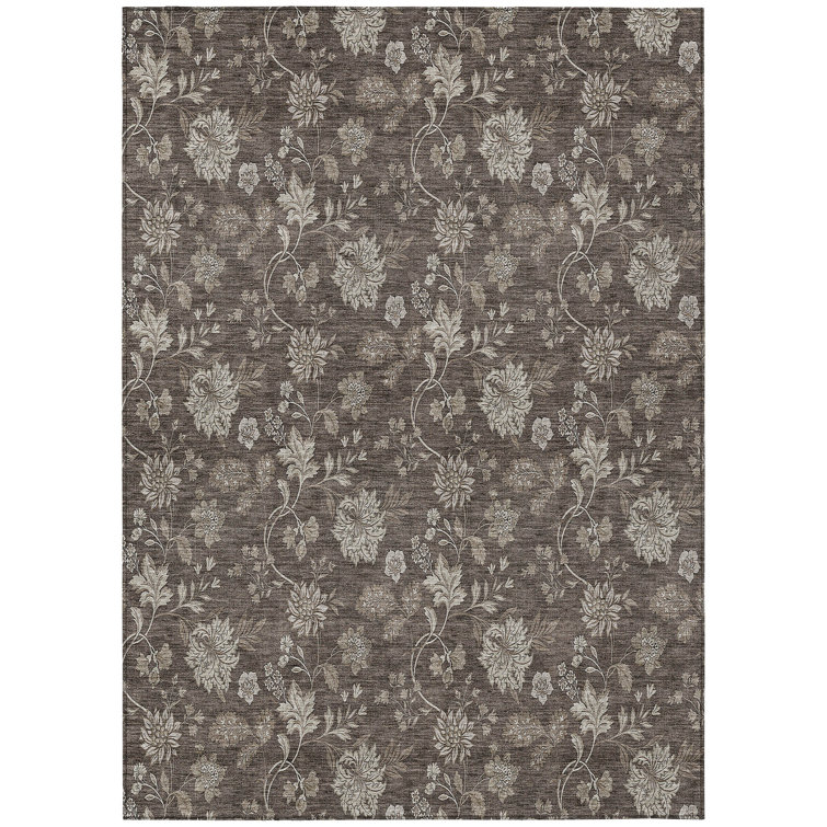 Washable Floral Indoor / Outdoor Rug