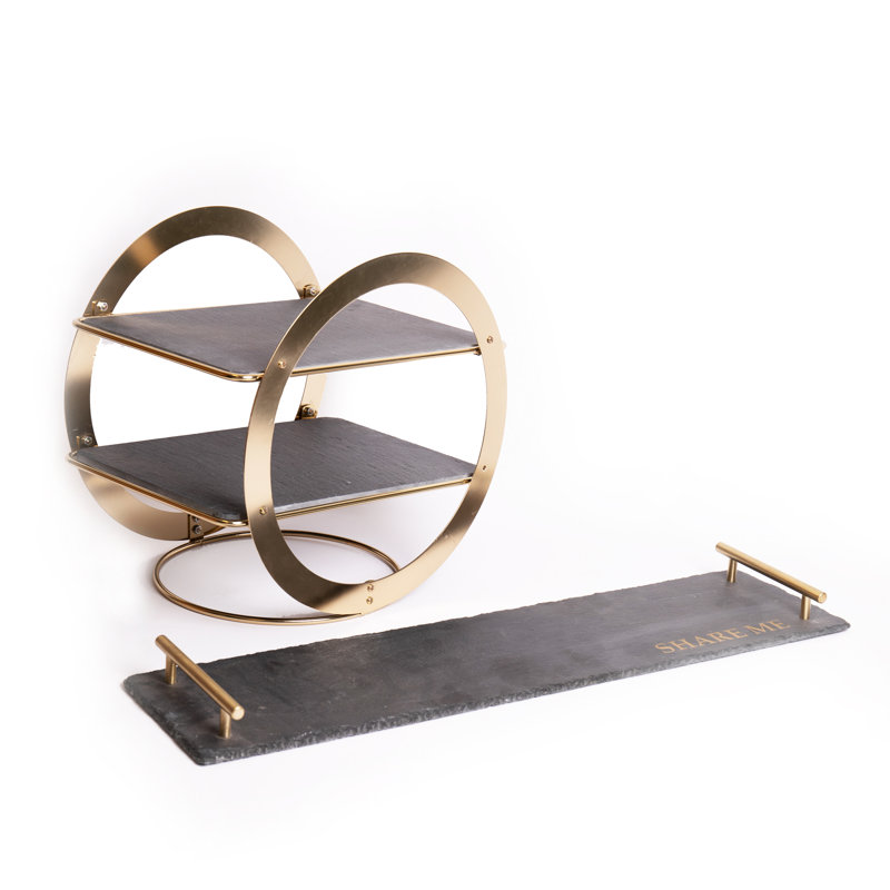 Artesà 2 piece Slate Stand and Platter Serving Set
