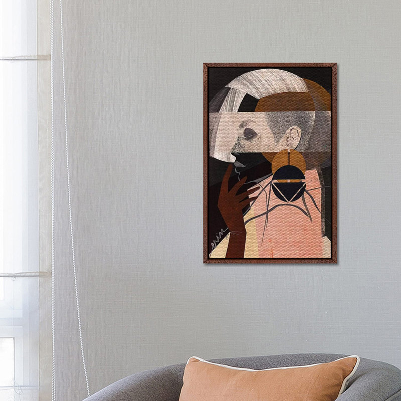 Face Off No. 2 by Erin K. Robinson - Painting on Canvas, 66.04cm H x 45.72cm W x 3.81cm D, Classic Brown Wood Framed