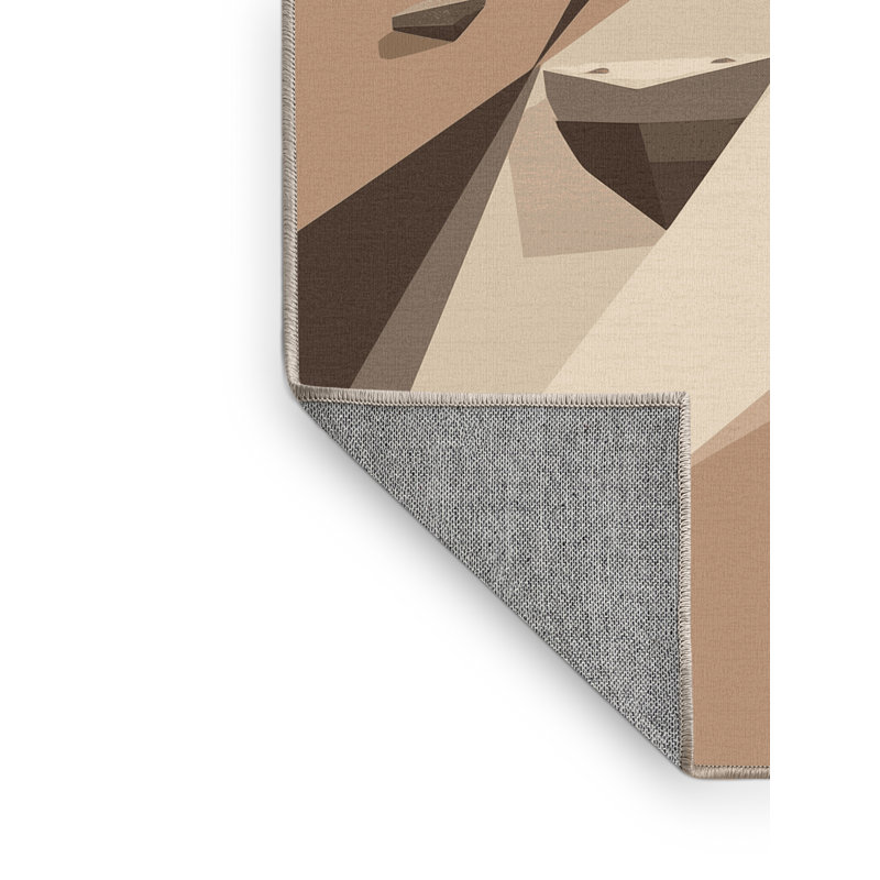 Tapis d'escalade mural moderne beige et beige lavable à la machine Aguilar, 8 x 12