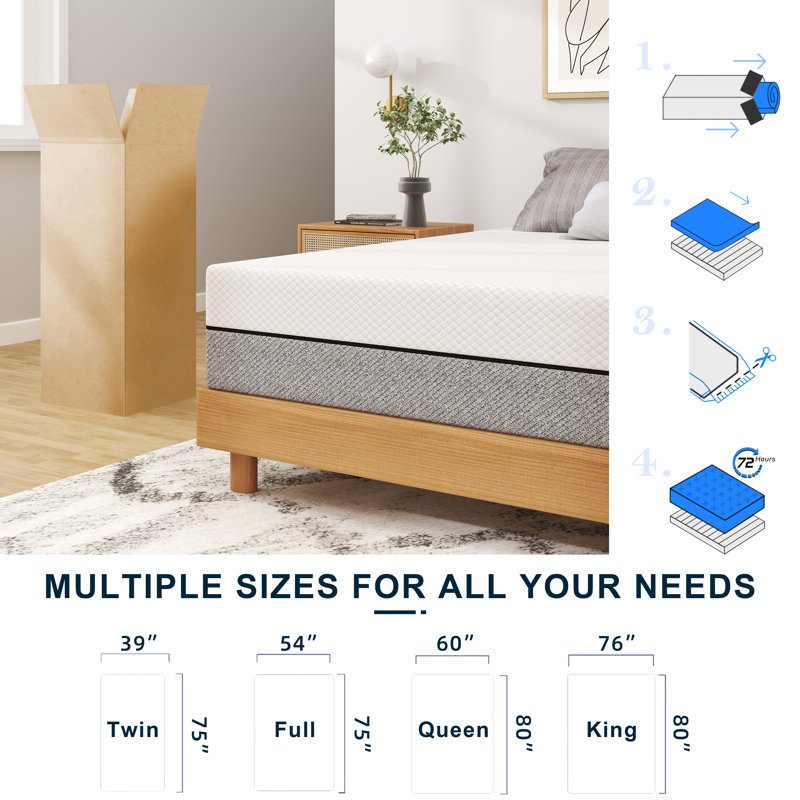Matelas moyen en mousse viscoélastique 10 "dans une boîte, Très grand lit