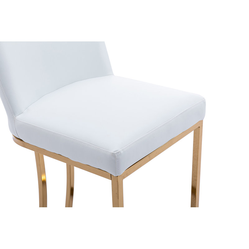24" Upholstered Counter Stool, PU/White