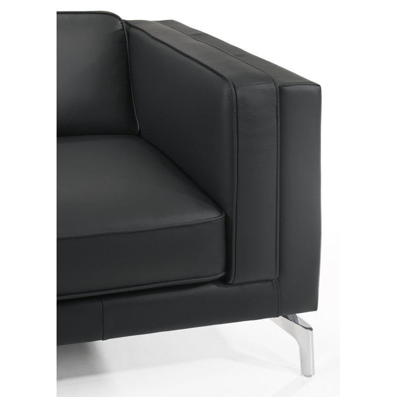 Upholstered L-Shaped Sectional, Black , Right Hand Facing