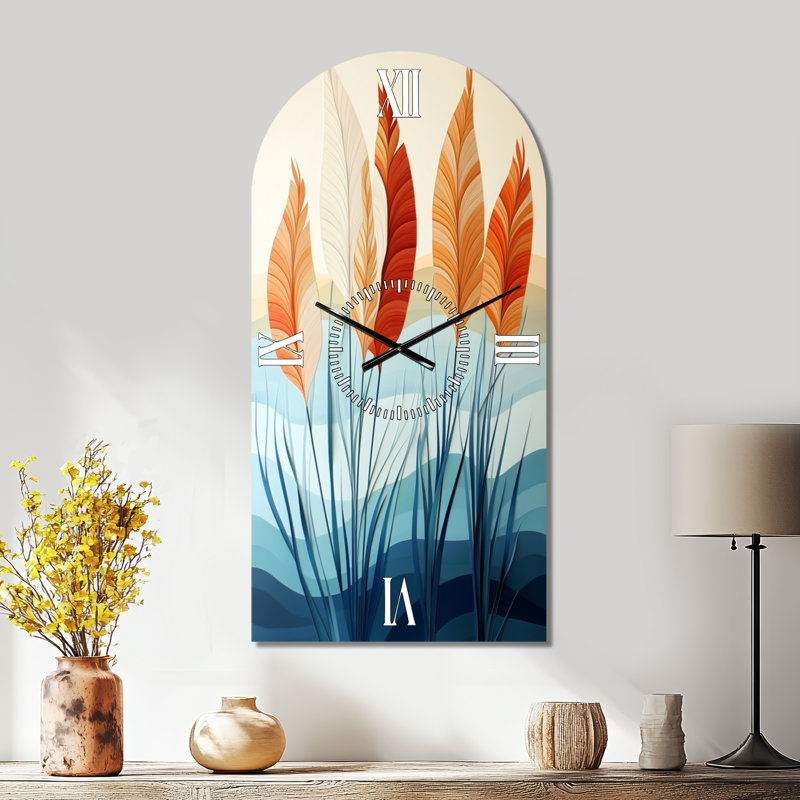 Horloge murale décorative minimaliste en forme d'arche Paper Pampas Layers II, H 39 po x l 19 po - Arche