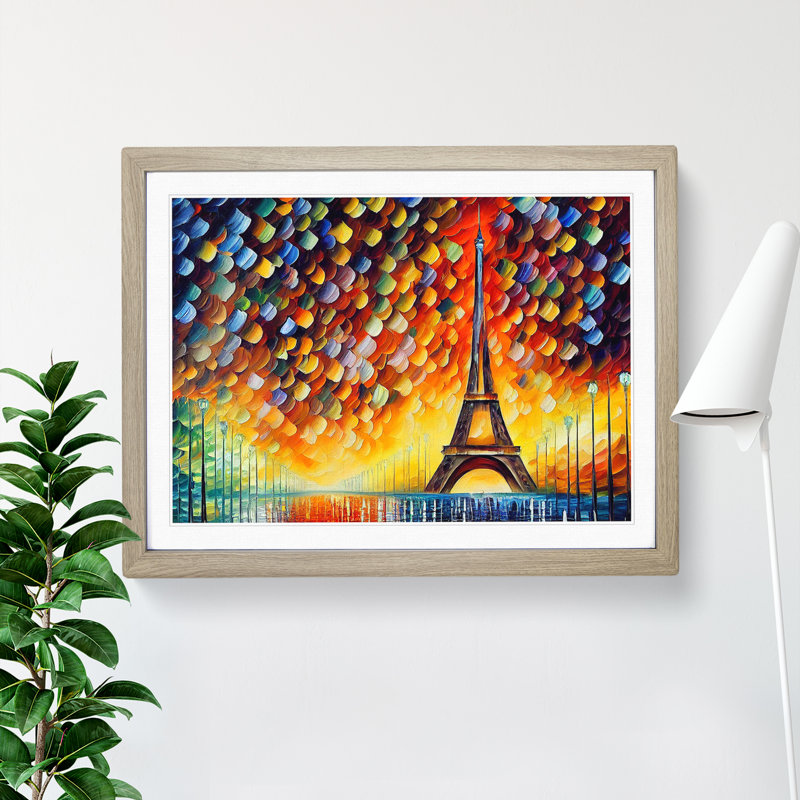Eiffel Tower Paris Vol.4 - Single Picture Frame Painting, 25cm H x 34cm W x 2cm D, Oak