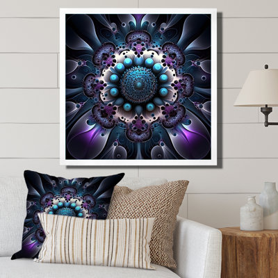 Impression sur toile, mandala céleste en mauve et bleu mystérieux I - Boho Mandala