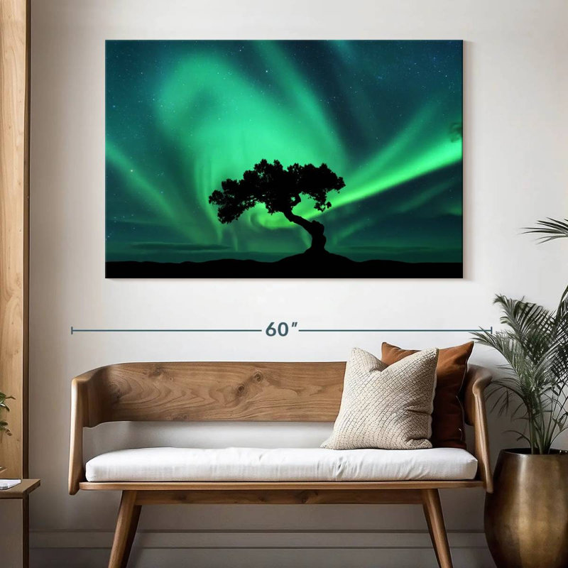 Silhouette d'arbre Alvord Northern Lights, H 34 po x l 51 po
