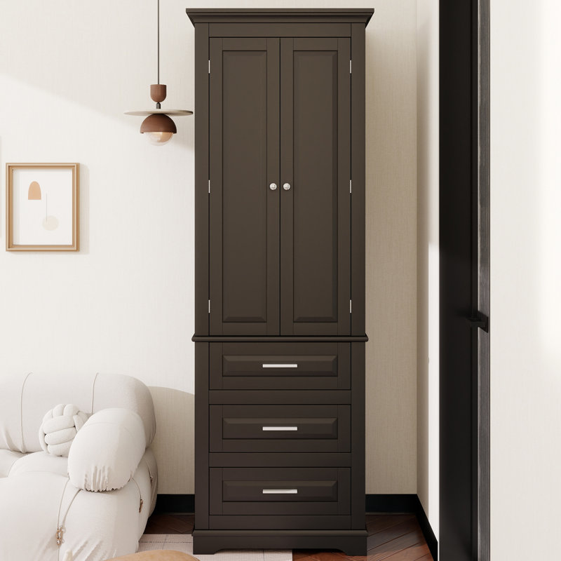 Grande armoire de rangement avec trois tiroirs pour salle de bain / bureau, noir, Noir