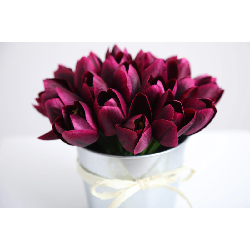 MiniFaux arrangement floral de tulipes au printemps, Mauve