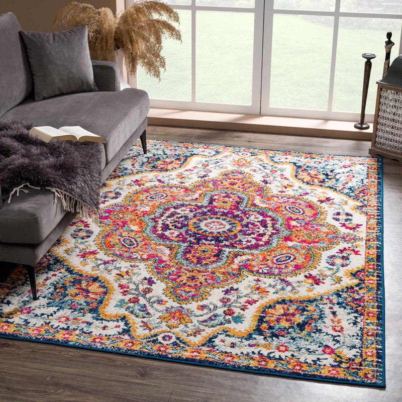 Tapis rouge à motif oriental Villeroux, Rectangle 5 pi 3 po x 7 pi 3 po