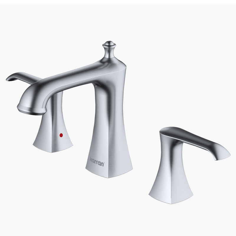 Karran Woodburn 8 In. Widespread 2-Handle Bathroom Faucet With Matching Pop-up Drain, Stainless Steel