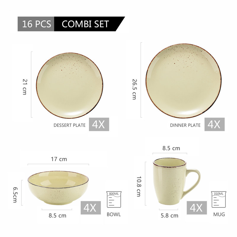 Service de table 16 pièces, service pour 4 Aagman, Crème
