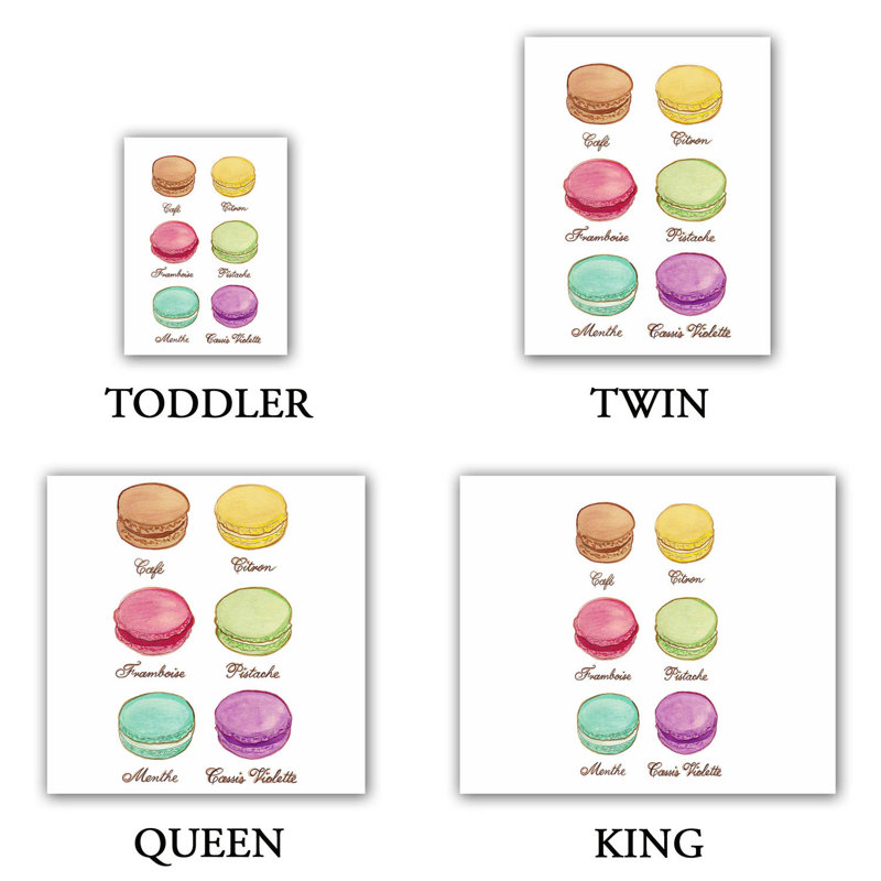 Ensemble de housse de couette laduree macaroons i, 1 housse de couette grand + 2 taies standards