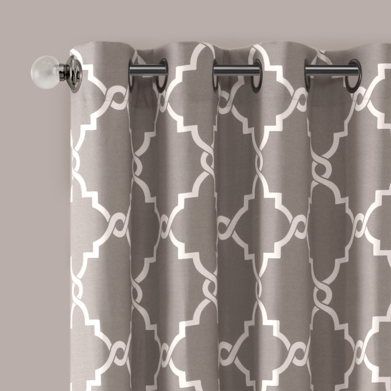 Madison Park Grey Cotton Blend Grommet Top Window Valance