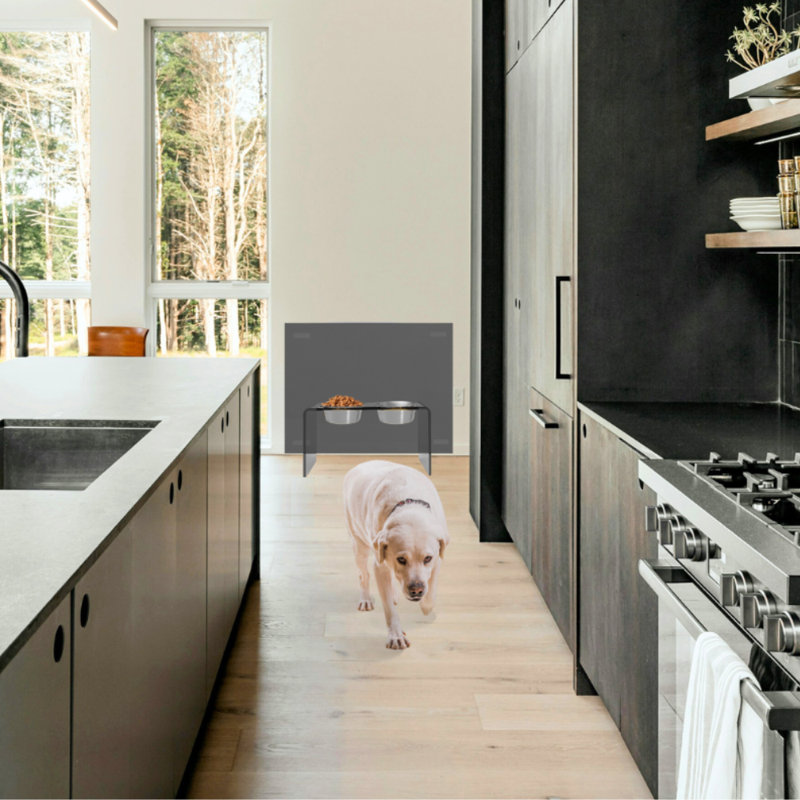 Mangeoire haute pour animaux Tall Smoke, Argent argent