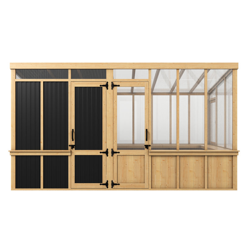 Combo serre en bois de cèdre + remise à outils - solution de rangement pour jardin toutes saisons et robuste