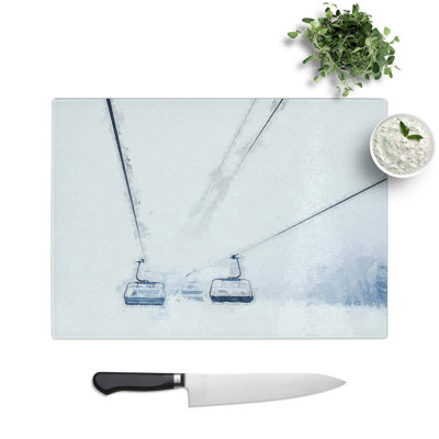 Tempered Glass Ski Lift in Quebec Canada Chopping Board