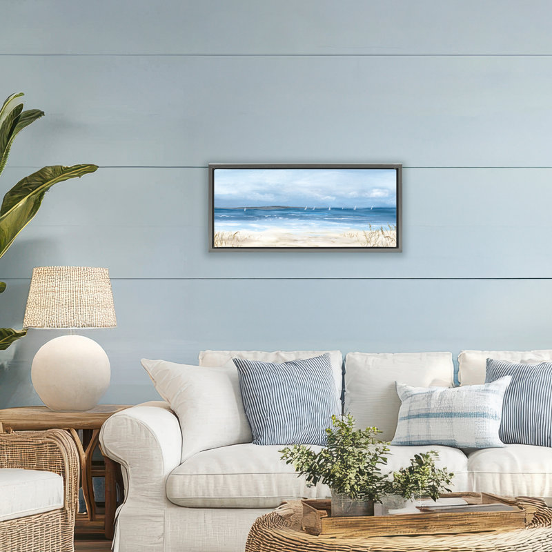 Cadre flottant panoramique Windswept Regatta, design par Georgie Harrison, H 11 po x l 25 po, Gris