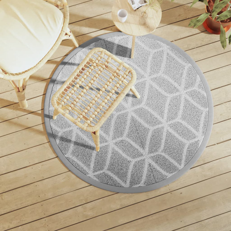 Tapis réversible en polypropylène gris v63, Rond 47,24 pouces