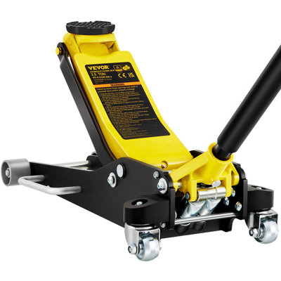 Cric de plancher, cric de plancher à profil bas de 2,5 tonnes, cric de course en aluminium et en acier avec pompe à levage rapide à deux pistons, plage de levage du cric de plancher 3-3 / 4 "-18-7 / 10"