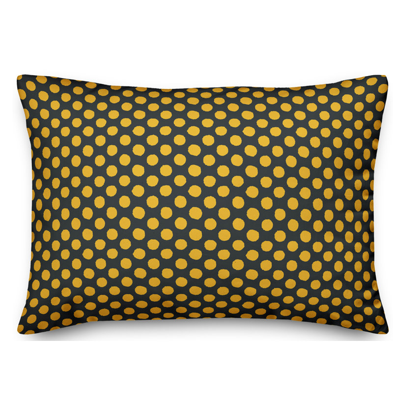 Coussin lombaire à pois, Jaune / Noir
