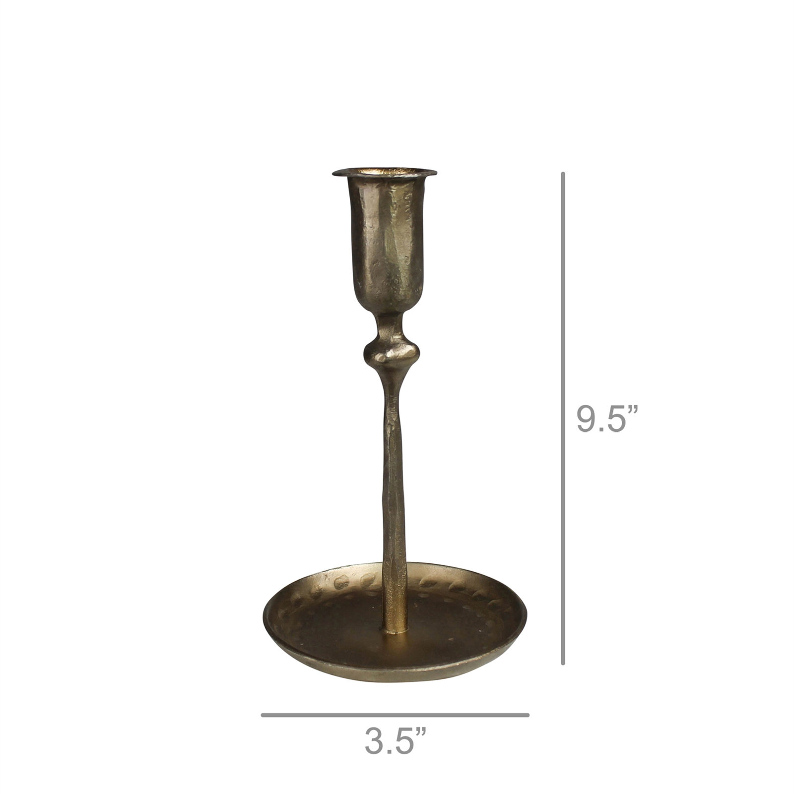 Brass Candlestick Holder, 9.5" H x 3.5" W x 3.5" D