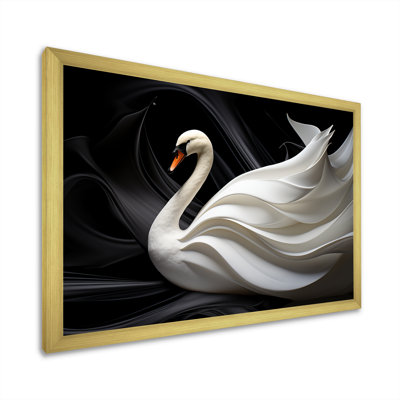 Élégie noire et blanche d'un cygne sur toile