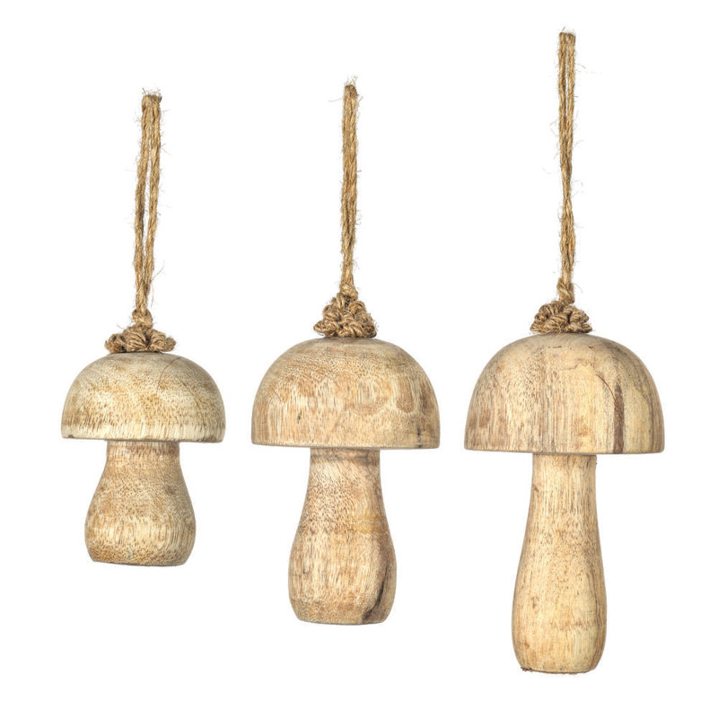Ophelia & Co. Medium Wood Assorted Toadstool Ornament Set of 3.