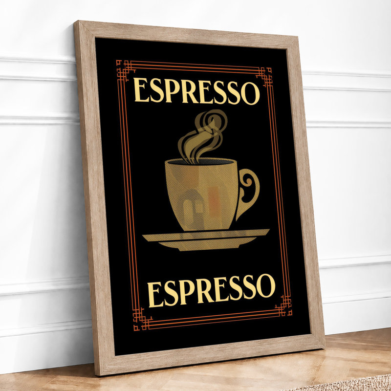 Espresso In Gold Art Deco - Print, Oak, A3 - 42.0 x 29.7 cm