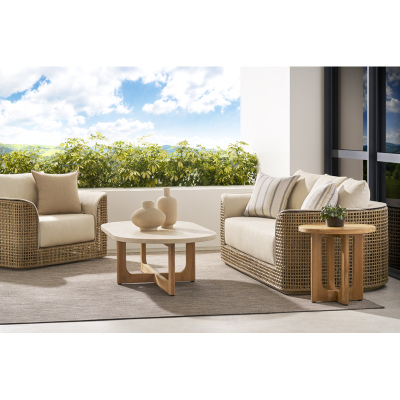Bliss Outdoor Swivel Chair w/ Blanket, Toodaloo Natural