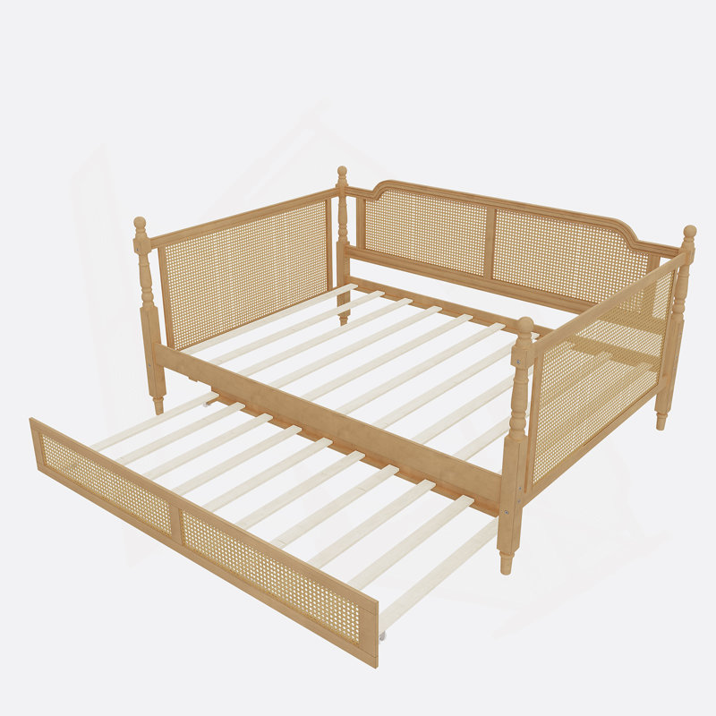 Rattan Daybed with Trundle, Walnut