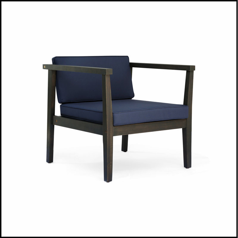 Fauteuil club en bois d'acacia durable avec coussins résistants à l'eau pour un confort et un style extérieurs.