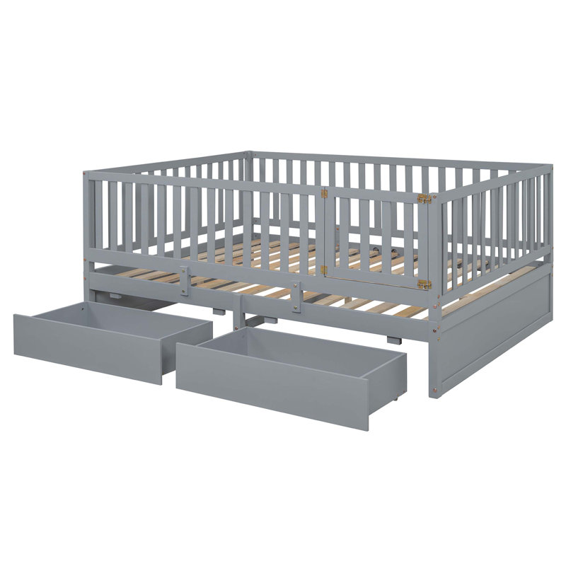 Lit de jour polyvalent avec garde-corps de clôture et tiroirs de rangement, divisable en lits indépendants pour répondre aux besoins variés de la famille