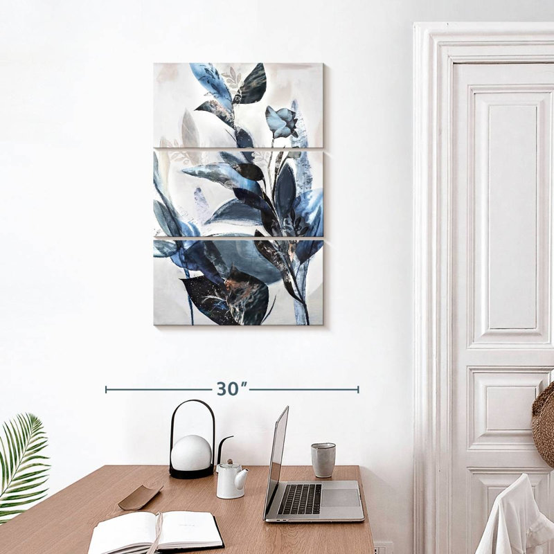 Harnek feuilles bleues, H 32 po x l 20 po