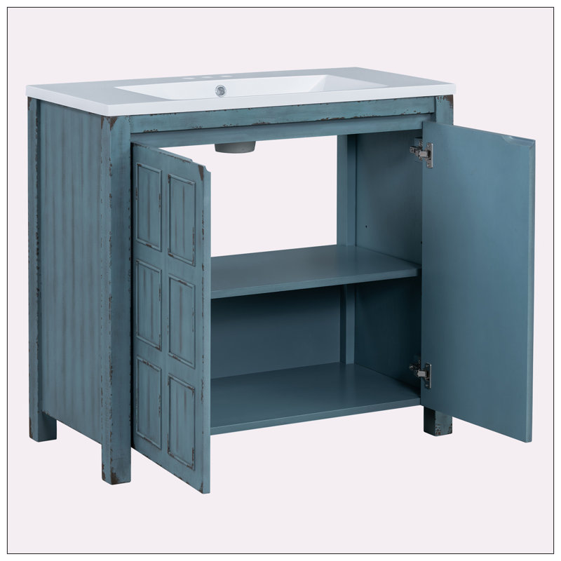 Organisateur de meuble-lavabo 36 po avec lavabo, Bleu rétro