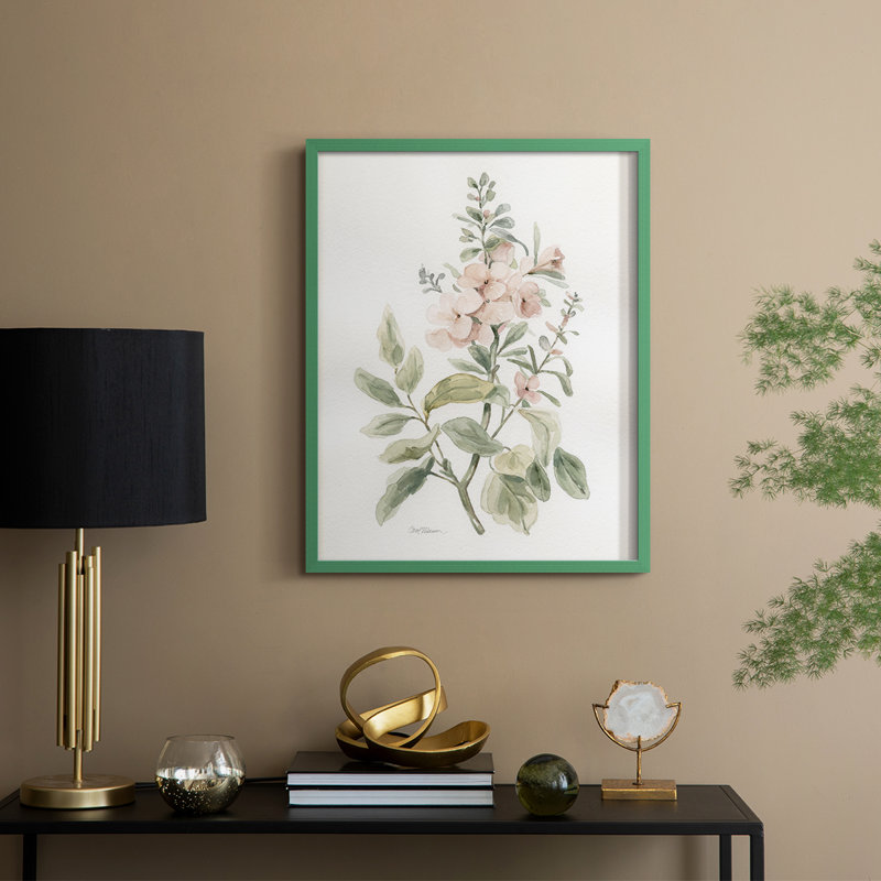 «Flea Market Botanical II», reproduction encadrée - bois massif, H 15 po x l 12 po, Vert