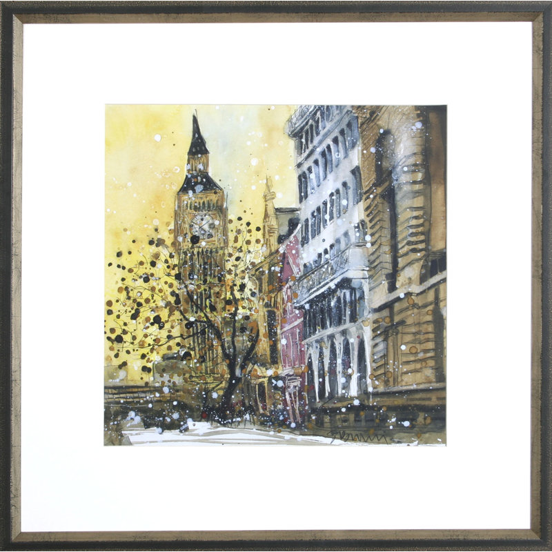 European Scene V - Peinture encadrée sur papier