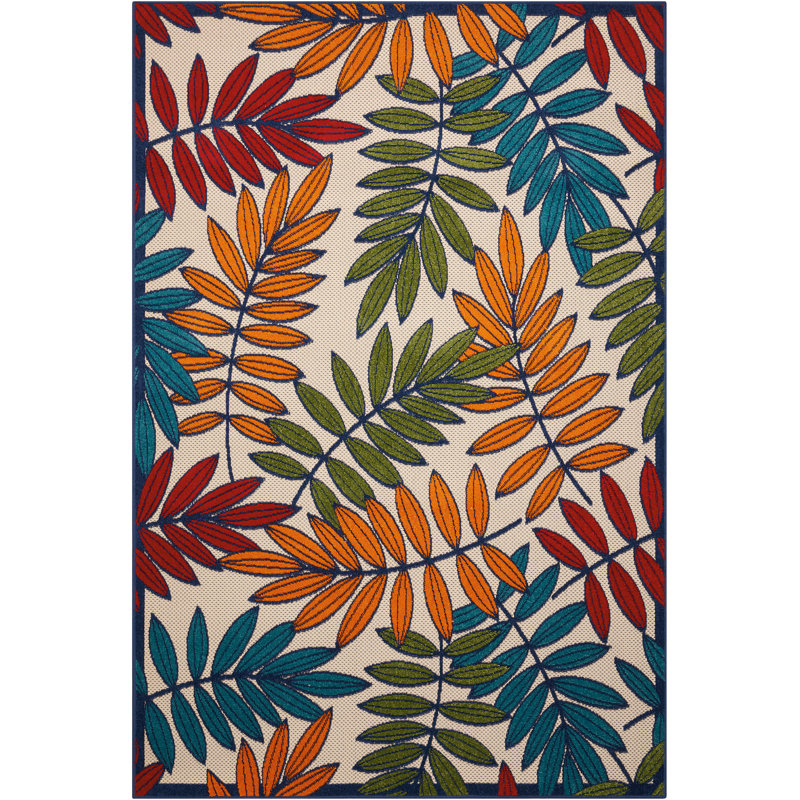 Meisel Floral Hand Woven Indoor / Outdoor Area Rug, Rectangle 107 x 168cm