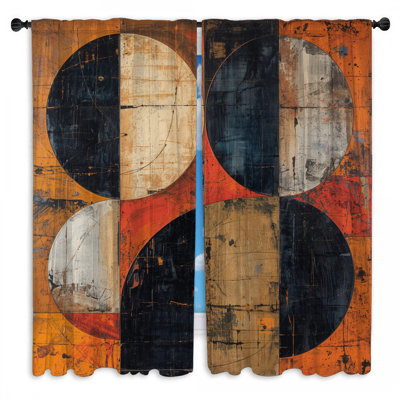 Circular Geometric Shapes Window Curtains  Circles Sheer & Room Darkening - 2 Panels