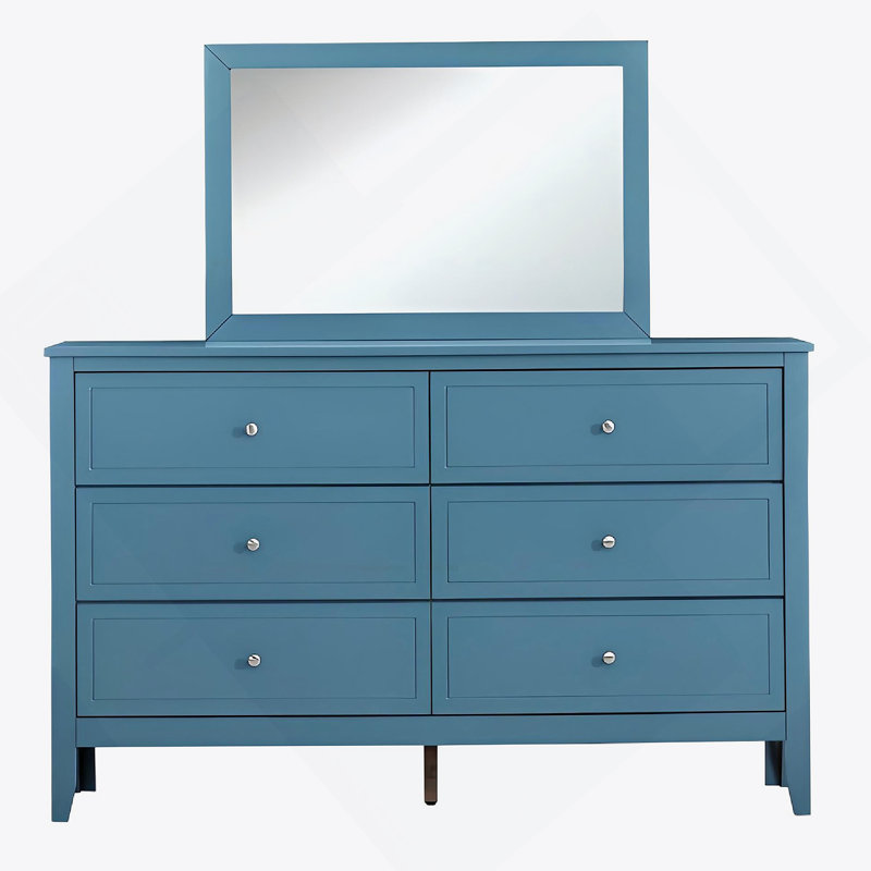 Commode 6 tiroirs Woonden, Sarcelle